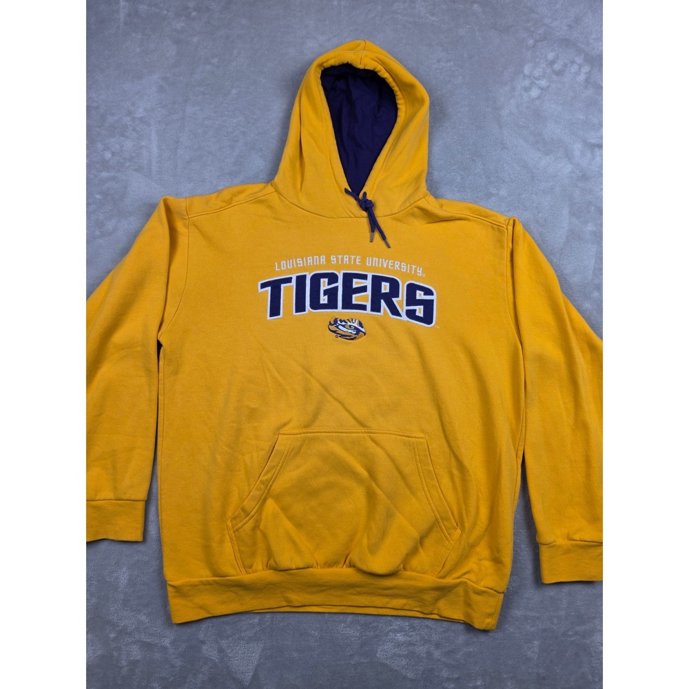 LSU Tigers Hoodie Sweatshirt Mens Large Yellow Louisiana State University